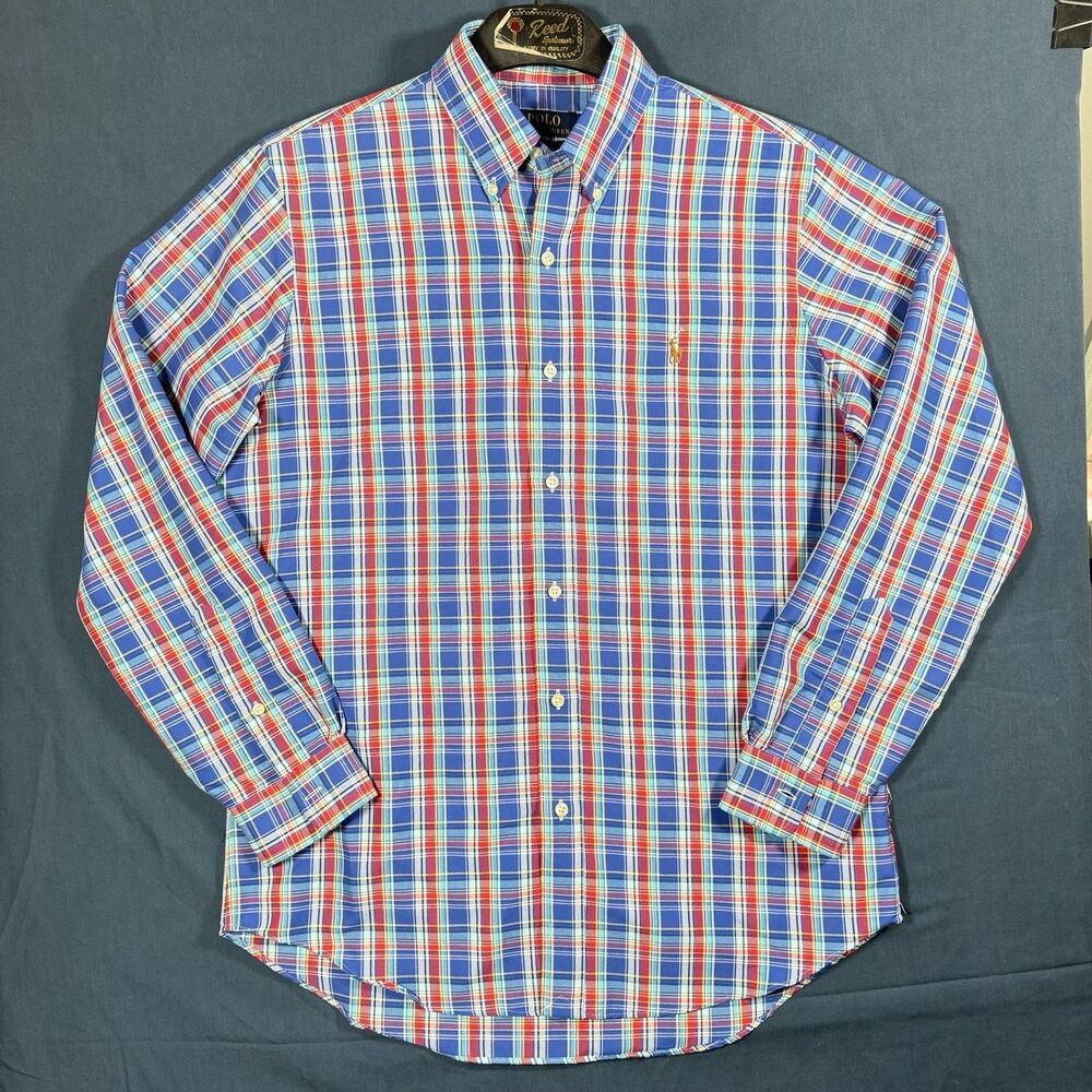 Polo Ralph Lauren Classic Fit Performance Shirt Button Down Casual Plaid Medium